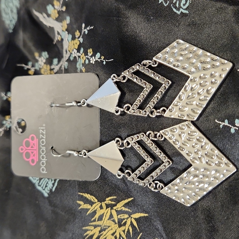 Paparazzi Work Hazard Silver Earrings